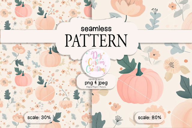 Fall Seamless Pattern - Watercolor Pumpkins Digital Pattern Dez Custom Creations 