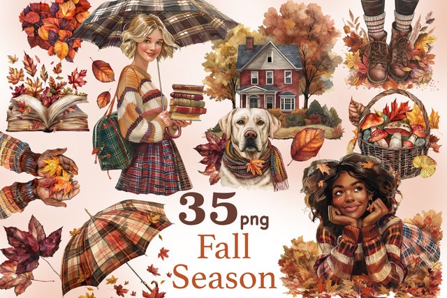 Fall Season Clipart PNG | Autumn Cottagecore Bundle SVG GlamArtZhanna 