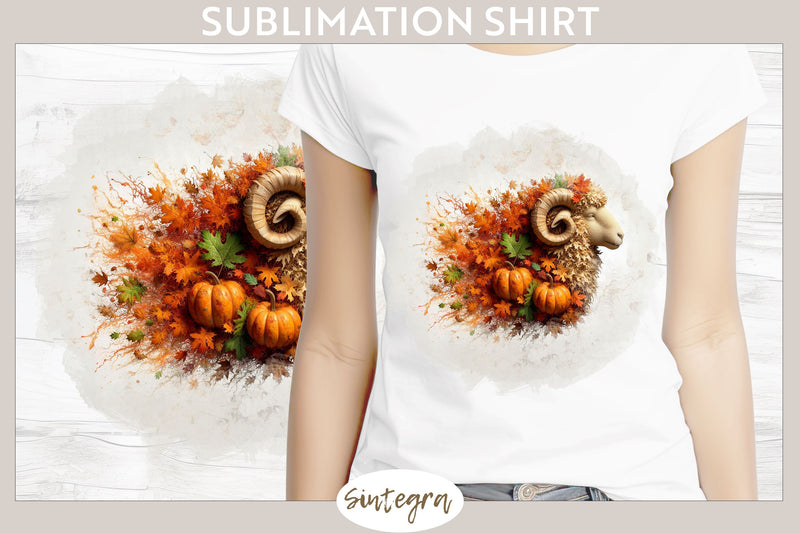 Fall Sheep Animal v3 T-shirt Sublimation Sublimation Sintegra 