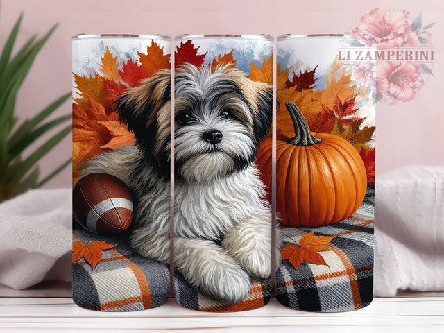 Fall Shih Tzu Dog Lover Tumbler Wrap, Fall Dog Cup, 20oz Sublimation, Autumn Pet Mug, Cute Shih Tzu Design, Dog Lover Tumbler, Fall Puppy Drinkware Sublimation Li Zamperini 