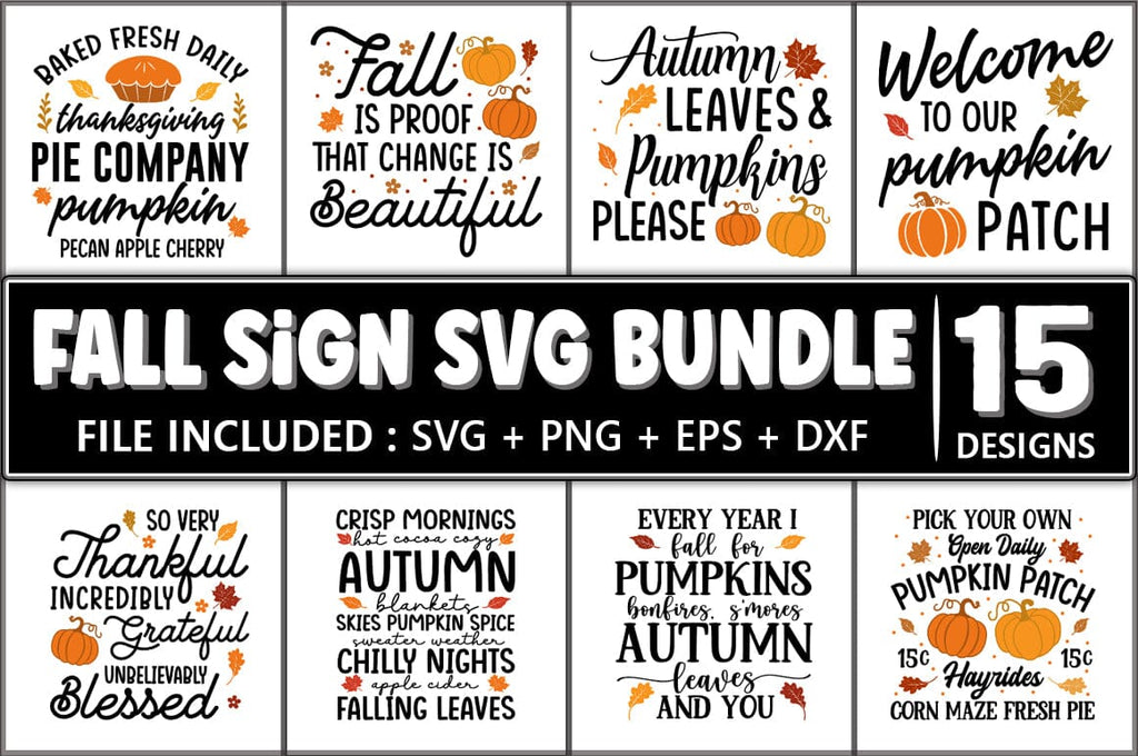 Fall Sign Bundle, Fall Autumn Sign SVG - So Fontsy