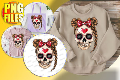 Fall Skull Design with Bow for Sublimation - Cute Clipart Sublimation afrosvg 