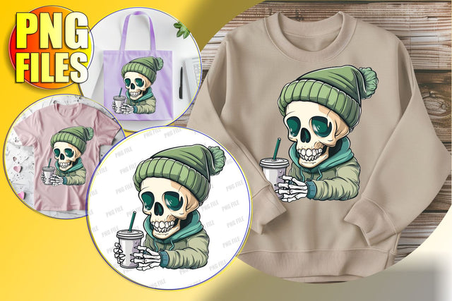 Fall Skull with Coquette Bow Sublimation Design - PNG Sublimation afrosvg 
