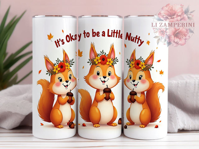 Fall Squirrels 20oz Tumbler Wrap PNG, Cute Affirmation Tumbler PNG Sublimation Design, Straight & Tapered Tumbler Wrap, Instant Digital Download Sublimation Li Zamperini 