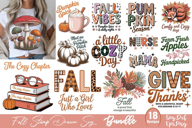 Fall Stamp Hand-drawn SVG Bundle SVG Angelina750 