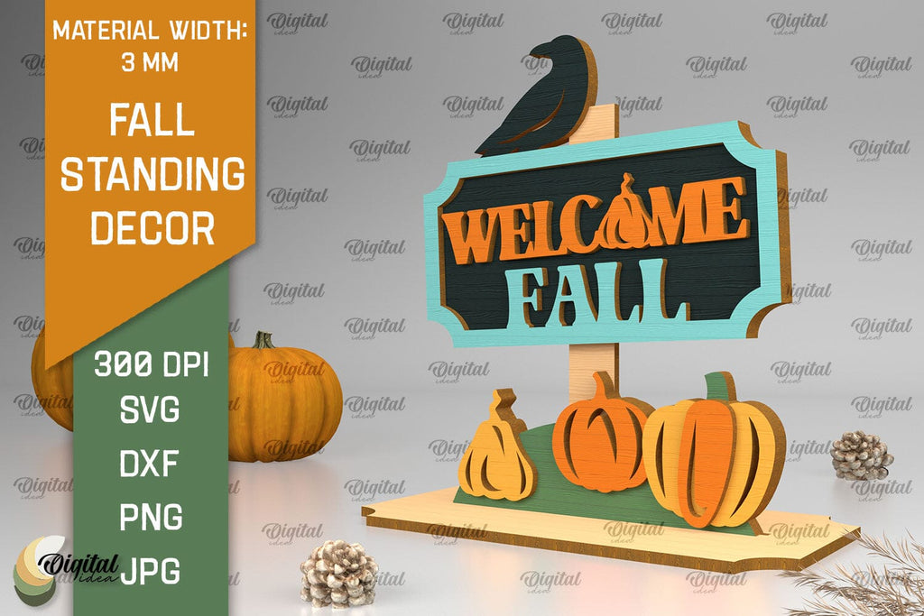 Fall Standing Decor Laser Cut. Autumn Decoration SVG Design - So Fontsy