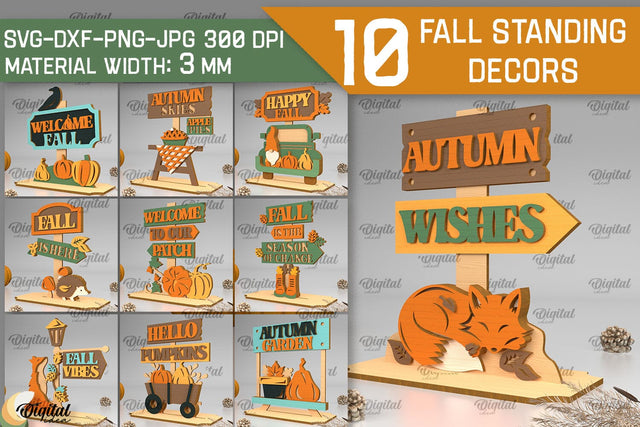 Fall Standing Decor Laser Cut Bundle. Autumn Decorations SVG SVG Evgenyia Guschina 