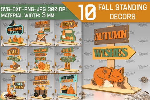 Fall Standing Decor Laser Cut Bundle. Autumn Decorations SVG SVG Evgenyia Guschina 