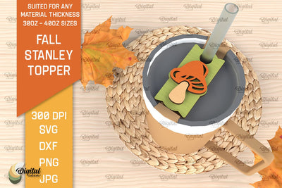 Fall Stanley Topper Laser Cut Design. Autumn Decor SVG SVG Evgenyia Guschina 