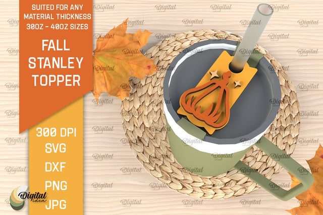 Fall Stanley Topper Laser Cut Design. Autumn Decor SVG SVG Evgenyia Guschina 