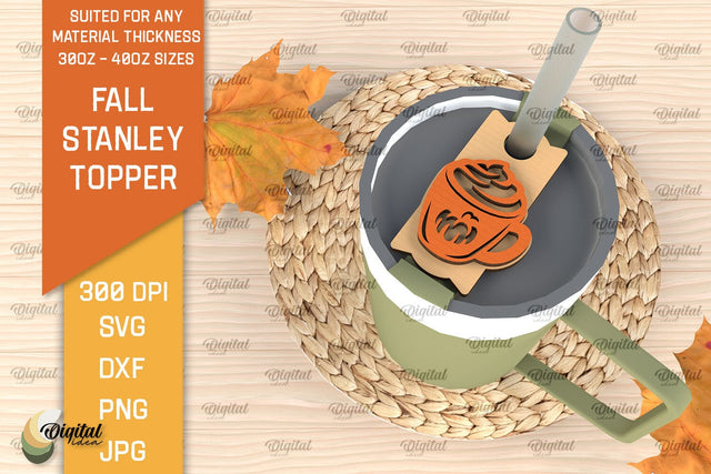 Fall Stanley Topper Laser Cut Design. Autumn Decor SVG SVG Evgenyia Guschina 