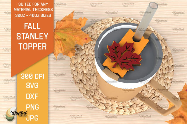 Fall Stanley Topper Laser Cut Design. Autumn Decor SVG SVG Evgenyia Guschina 