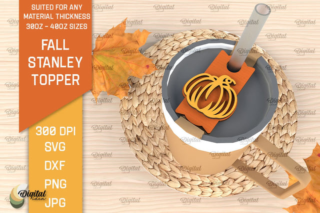 Fall Stanley Topper Laser Cut Design. Autumn Decor SVG SVG Evgenyia Guschina 