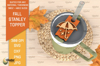 Fall Stanley Topper Laser Cut Design. Autumn Decor SVG SVG Evgenyia Guschina 