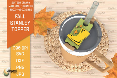 Fall Stanley Topper Laser Cut Design. Autumn Decor SVG SVG Evgenyia Guschina 