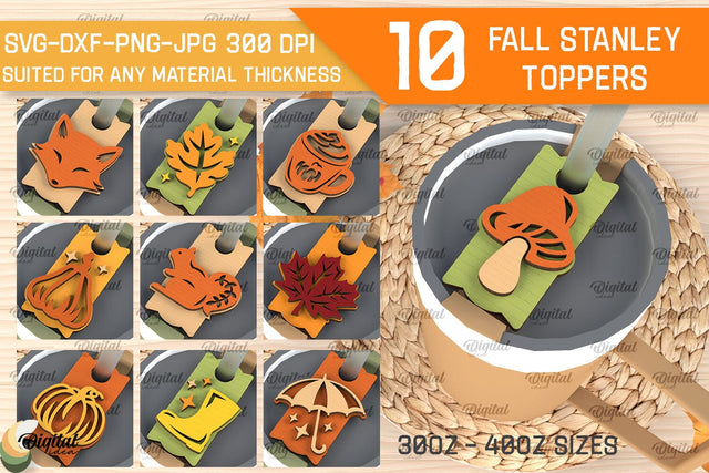 Fall Stanley Toppers Laser Cut Bundle. Autumn Decor SVG SVG Evgenyia Guschina 