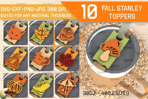 Fall Stanley Toppers Laser Cut Bundle. Autumn Decor SVG SVG Evgenyia Guschina 