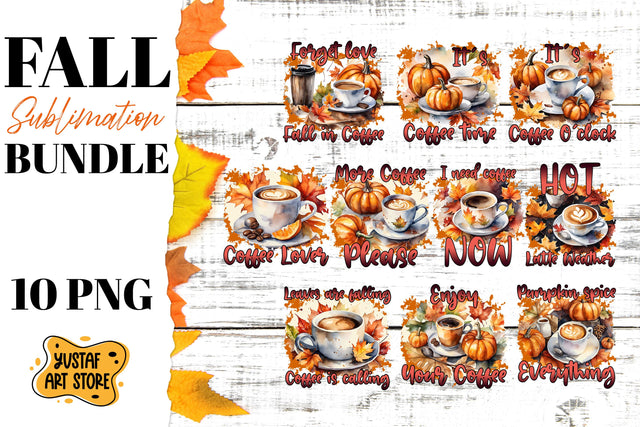 Fall sublimation Bundle. Fall coffee sublimation. Sublimation Yustaf Art Store 