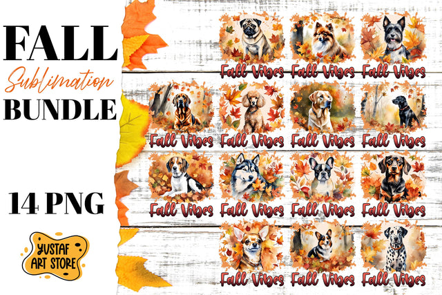 Fall sublimation bundle. Fall dog sublimation. 14 PNG Sublimation Yustaf Art Store 