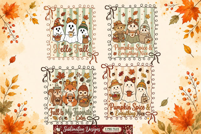 Fall Sublimation Design | Cute Autumn Animals Sublimation Designs | Pumpkin Spice Thanksgiving Quotes | Woodland Kawaii Fall PNG for Cricut DTF Printable Digital Download Sublimation BlackCatsMedia 