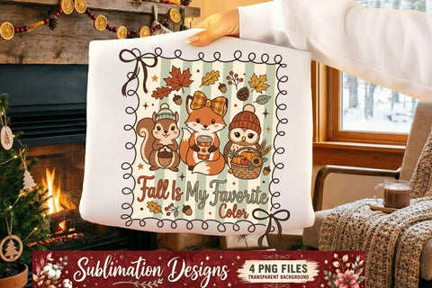 Fall Sublimation Design | Cute Autumn Animals Sublimation Designs | Pumpkin Spice Thanksgiving Quotes | Woodland Kawaii Fall PNG for Cricut DTF Printable Digital Download Sublimation BlackCatsMedia 