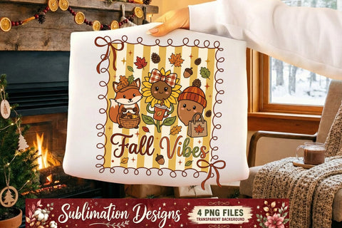 Fall Sublimation Design | Cute Autumn Animals Sublimation Designs | Pumpkin Spice Thanksgiving Quotes | Woodland Kawaii Fall PNG for Cricut DTF Printable Digital Download Sublimation BlackCatsMedia 