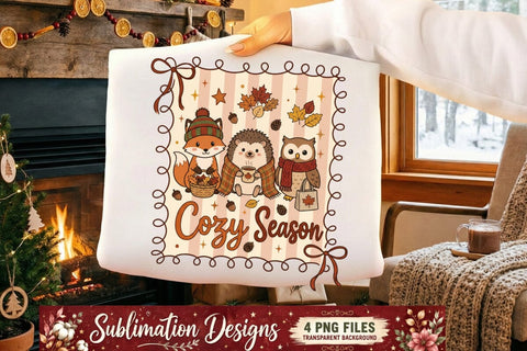 Fall Sublimation Design | Cute Autumn Animals Sublimation Designs | Pumpkin Spice Thanksgiving Quotes | Woodland Kawaii Fall PNG for Cricut DTF Printable Digital Download Sublimation BlackCatsMedia 