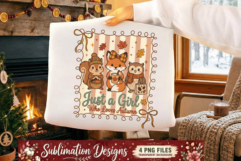 Fall Sublimation Design | Cute Autumn Animals Sublimation Designs | Pumpkin Spice Thanksgiving Quotes | Woodland Kawaii Fall PNG for Cricut DTF Printable Digital Download Sublimation BlackCatsMedia 