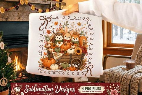 Fall Sublimation Design | Cute Autumn Animals Sublimation Designs | Pumpkin Spice Thanksgiving Quotes | Woodland Kawaii Fall PNG for Cricut DTF Printable Digital Download Sublimation BlackCatsMedia 