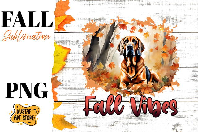 Fall sublimation design. Fall dog sublimation. Bloodhound Sublimation Yustaf Art Store 