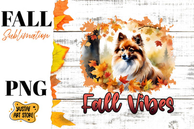 Fall sublimation design. Fall dog sublimation. Cute spitz Sublimation Yustaf Art Store 