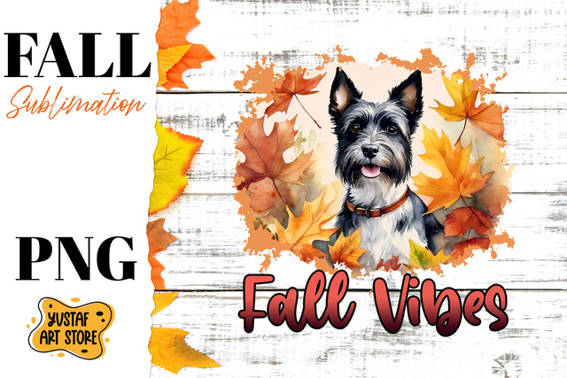 Fall sublimation design. Fall dog sublimation. Cute terrier Sublimation Yustaf Art Store 