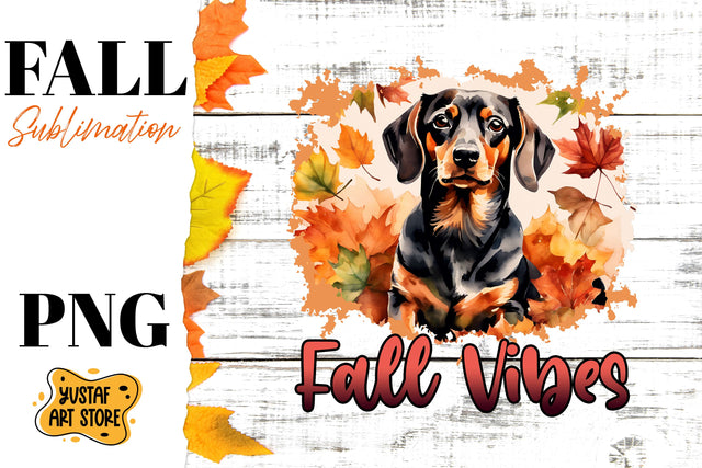 Fall sublimation design. Fall dog sublimation. Dachshund PNG Sublimation Yustaf Art Store 