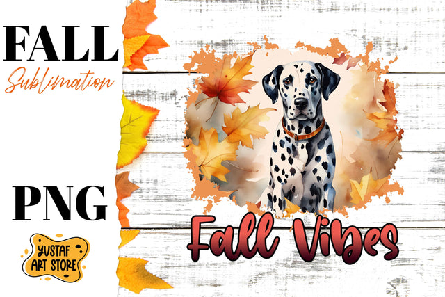 Fall sublimation design. Fall dog sublimation. Dalmatian PNG Sublimation Yustaf Art Store 