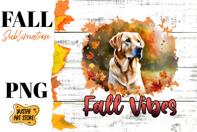 Fall sublimation design. Fall dog sublimation. Labrador PNG Sublimation Yustaf Art Store 