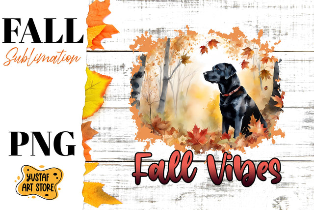Fall sublimation design. Fall dog sublimation. Labrador PNG Sublimation Yustaf Art Store 