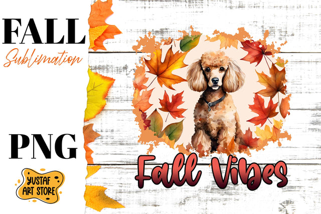 Fall sublimation design. Fall dog sublimation. Poodle PNG Sublimation Yustaf Art Store 