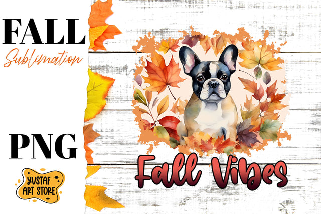 Fall sublimation design. Fall dog sublimation.French bulldog Sublimation Yustaf Art Store 