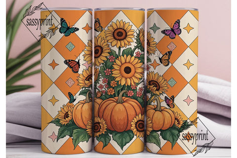 Fall Sunflower Butterfly 20oz Tumbler Sublimation sassyprint 