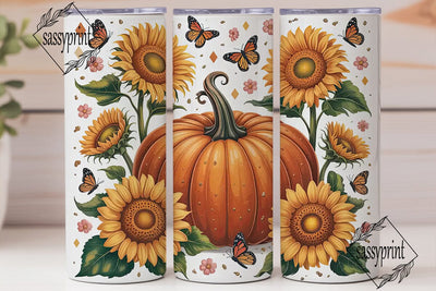 Fall Sunflower Butterfly 20oz Tumbler Sublimation sassyprint 