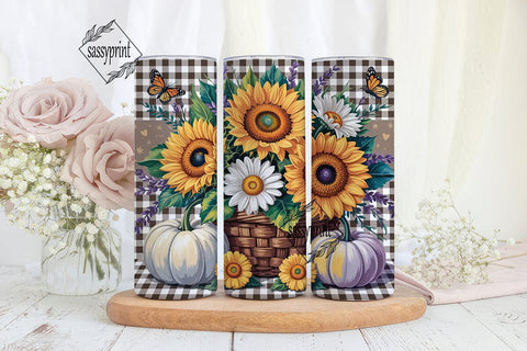 Fall Sunflower & Butterfly 20oz Tumbler Sublimation sassyprint 