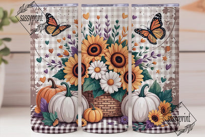Fall Sunflower & Butterfly 20oz Tumbler Sublimation sassyprint 