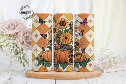 Fall Sunflower Butterfly 20oz Tumbler Sublimation sassyprint 