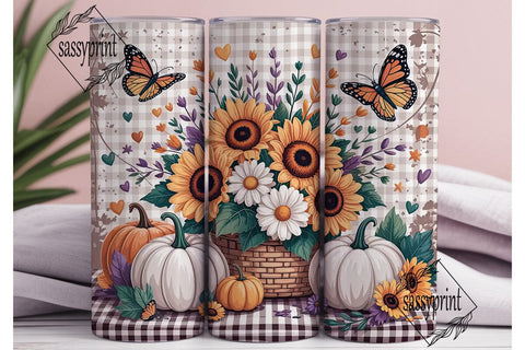 Fall Sunflower & Butterfly 20oz Tumbler Sublimation sassyprint 