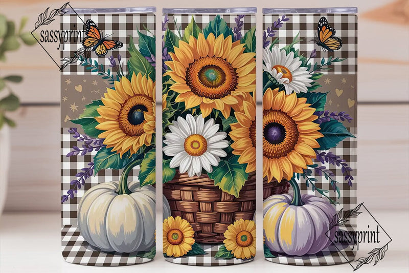 Fall Sunflower & Butterfly 20oz Tumbler Sublimation sassyprint 