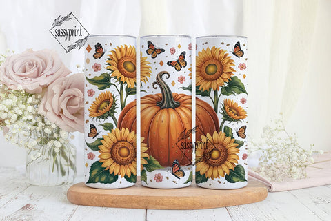 Fall Sunflower Butterfly 20oz Tumbler Sublimation sassyprint 