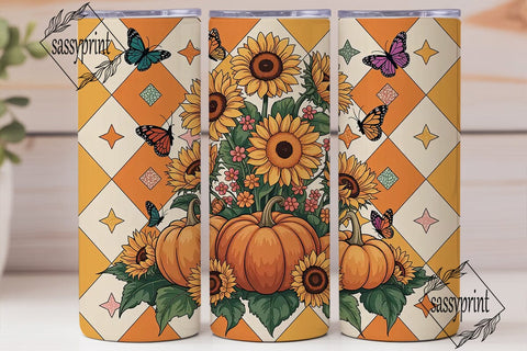 Fall Sunflower Butterfly 20oz Tumbler Sublimation sassyprint 