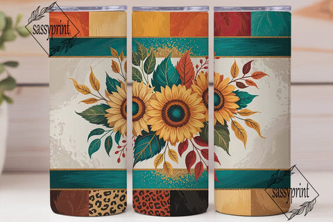 Fall Sunflower Leopard 20oz Tumbler Wrap Sublimation sassyprint 