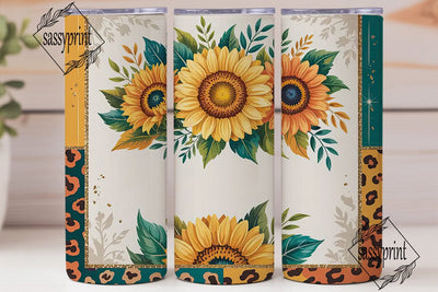 Fall Sunflower Leopard 20oz Tumbler Wrap Sublimation sassyprint 