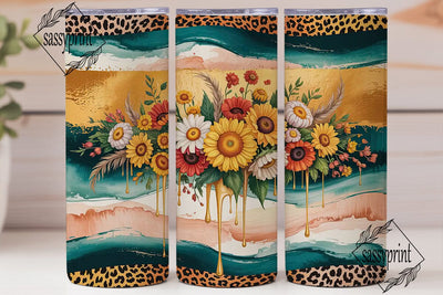 Fall Sunflower Leopard 20oz Tumbler Wrap Sublimation sassyprint 